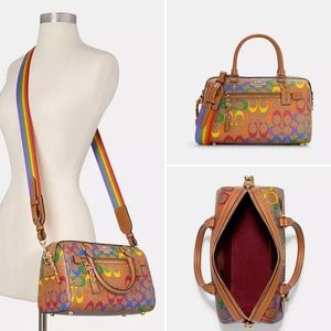NEW Rowan Satchel In Rainbow Signature Canvas
